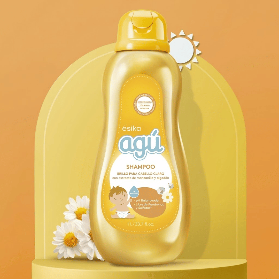 Shampoo Brillo Agú Manzanilla y Algodón Esika 1L
