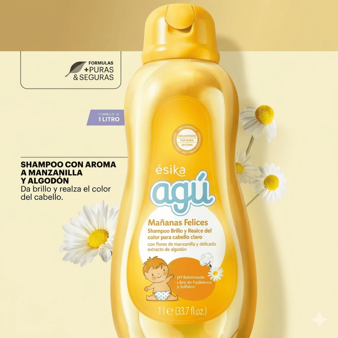 Shampoo Brillo Agú Manzanilla y Algodón Esika 1L