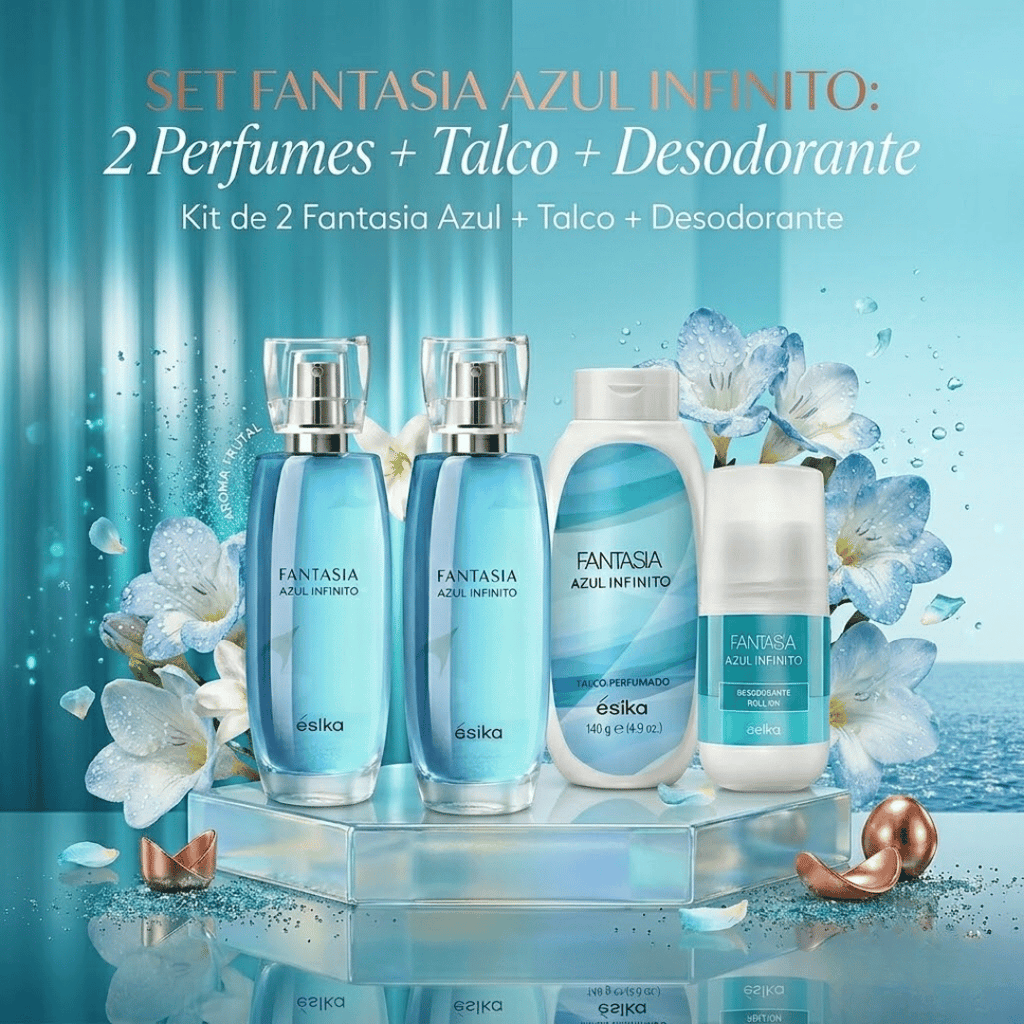 Kit de 2 Fantasía Azul + Talco + Desodorante/Envió Gratis