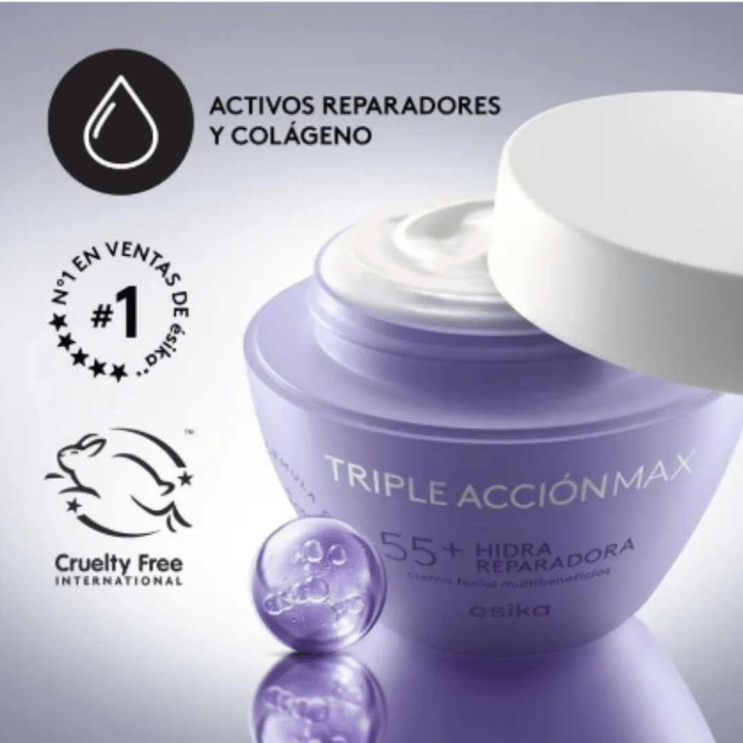 55 +Triple Acción Max Esika 200g Crema facial Hidra